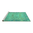 thumbnail image 2 of Ahgly Company Machine Washable Indoor Round Oriental Turquoise Blue Traditional Area Rugs, 5' Round, 2 of 4