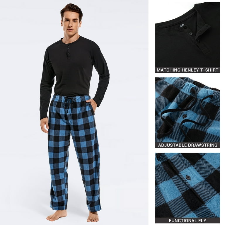 DG Hill Pajama Set, 2 Piece Sleepwear Set for Men, Henley Top and PJ Pants  