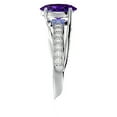 thumbnail image 4 of SuperJeweler 1 1/2 Carat Oval Shape Amethyst and Diamond Ring In Sterling Silver For Women, 4 of 6