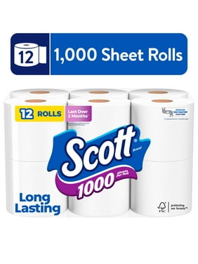 Scott 1,000 Toilet Paper, 12 Rolls, 1,000 Sheets per Roll