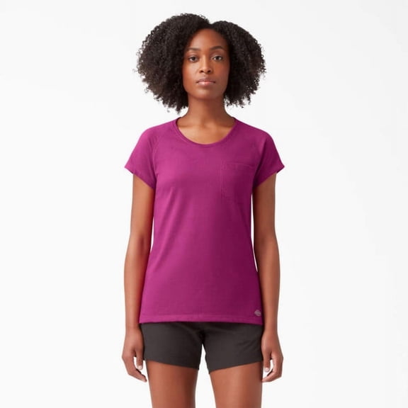 Dickies Women's Cooling Short Sleeve Pocket T-Shirt, Festival Fuchsia, XL
