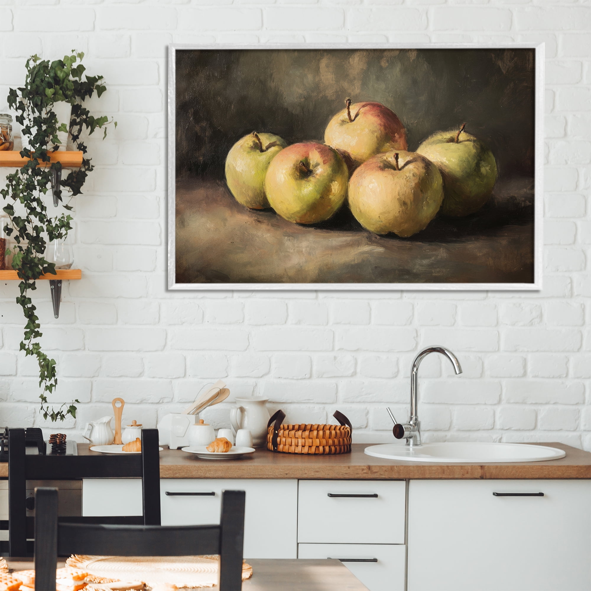 Stupell Industries Apples in Soft Shadow White Framed Giclee Art, design by Petal Prints Design