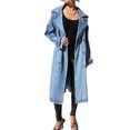 thumbnail image 3 of Women Denim Long Coat Buttons Classic Denim Collared Jacket, 3 of 4