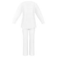 thumbnail image 4 of WTOBBY Women's V-Neck Long Sleeve Scrubs Set with Pockets, Elastic Waist Pants, 2-Piece Nursing Uniform, Medical Workwear for Healthcare Professionals,White M, 4 of 8