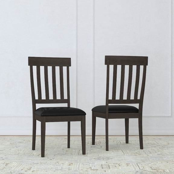 A-America Mariposa Faux Leather Slatback Dining Chair in Warm Gray (Set of 2)