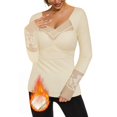 thumbnail image 3 of Omen‘s Long Sleeve VShirts Fall Clothes Ribbed Knit Slim Fitted Casual Basic Tee Tops, 3 of 7