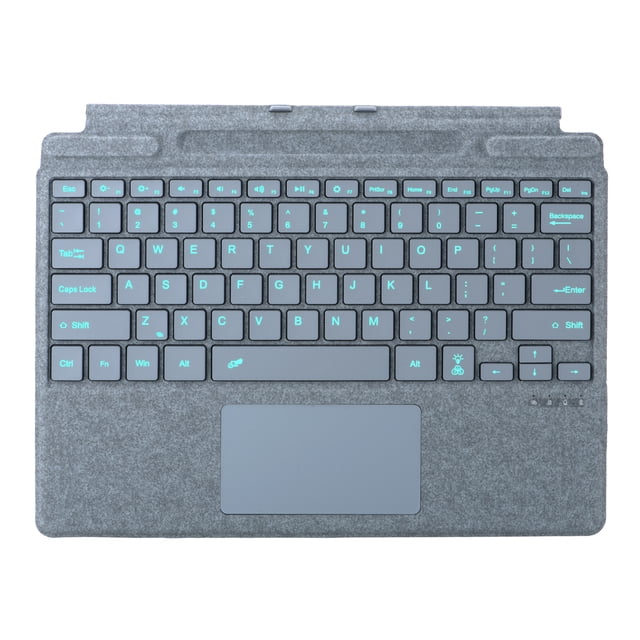 Multicolor Backlit Bluetooth Keyboard for Surface Pro 8/9/10/11/X - Slim Design with 10m Range & Palm-Rejection Touchpad (Ice Blue)