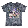 thumbnail image 4 of Kuromi, My Melody and Hello Kitty Puff Print Mushroom Scene Women's Black Cloud Wash Crew Neck Short Sleeve T-shirt-XL, 4 of 7