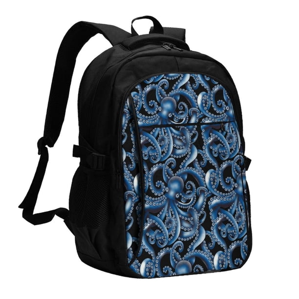 Fotbe Octopus Mochila con Estampado y Puerto USB para Hombre y Mujer, Mochila Antirrobo, Mochila de Viaje, Mochila Escolar, Mochila Universitaria