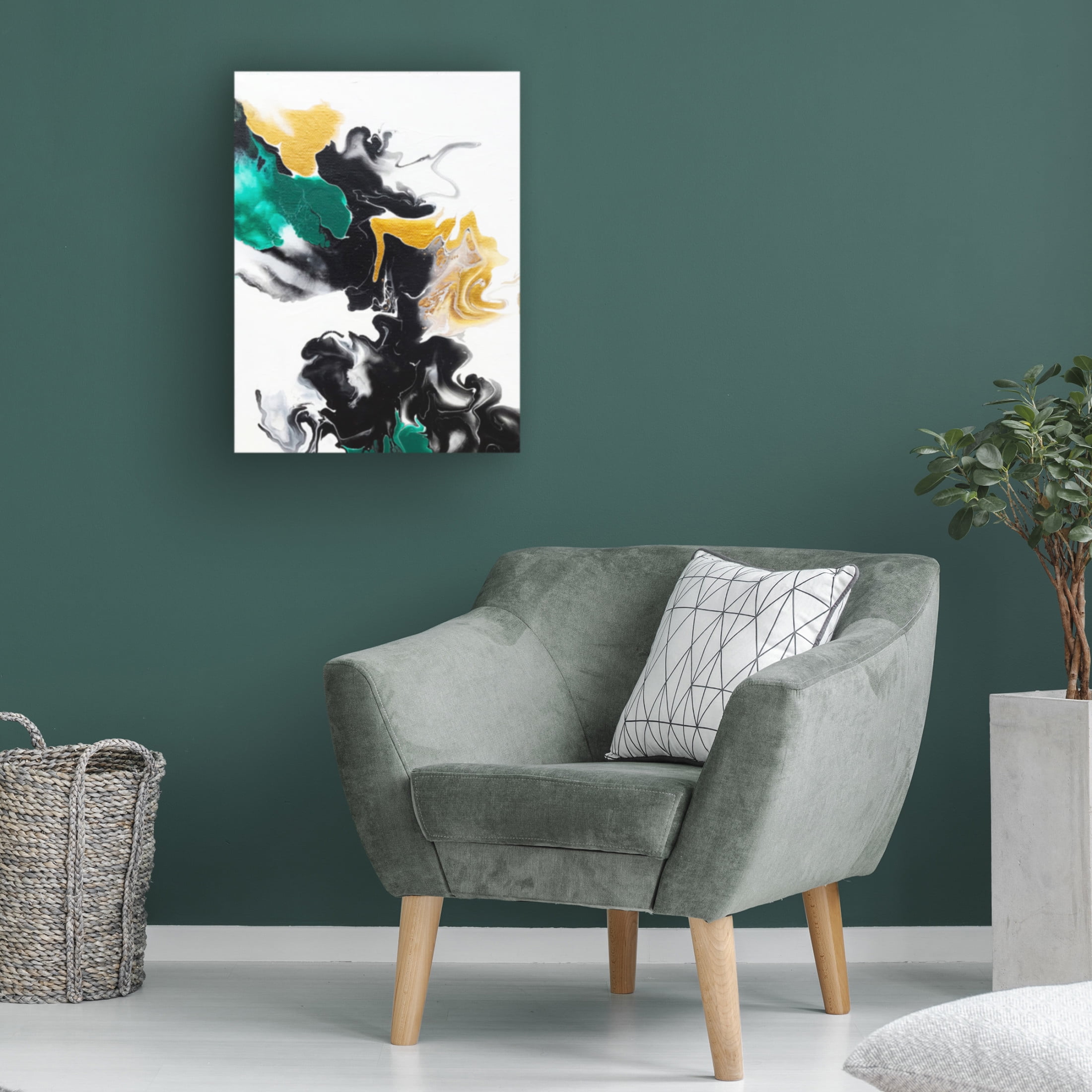 Trademark Fine Art Alyson Storms Green and Gold Ribbons 2 Canvas Wall Art