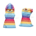 thumbnail image 3 of One opening 2020 New Kid Girl Rainbow Dress Baby Girl Summer Clothes Colorful Stripe Outfit Hooded Dress Sunsuit 1-7Y, 3 of 6