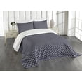 thumbnail image 3 of Ambesonne Navy Blue Quilted Bedspread Set 3 Pcs, Oriental Round Shapes, Queen Size, Navy Blue Beige, 3 of 5