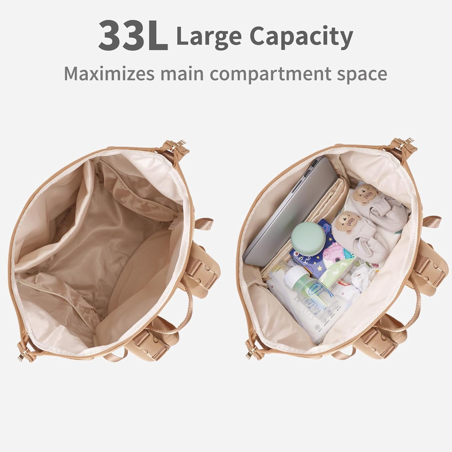 Diaper Bag Backpack for Mom/Dad with Changing Pad, Multi-Function Neoprene Large Newborn Baby Maternity Bags Travel Tote with Insulated Pockets Oat