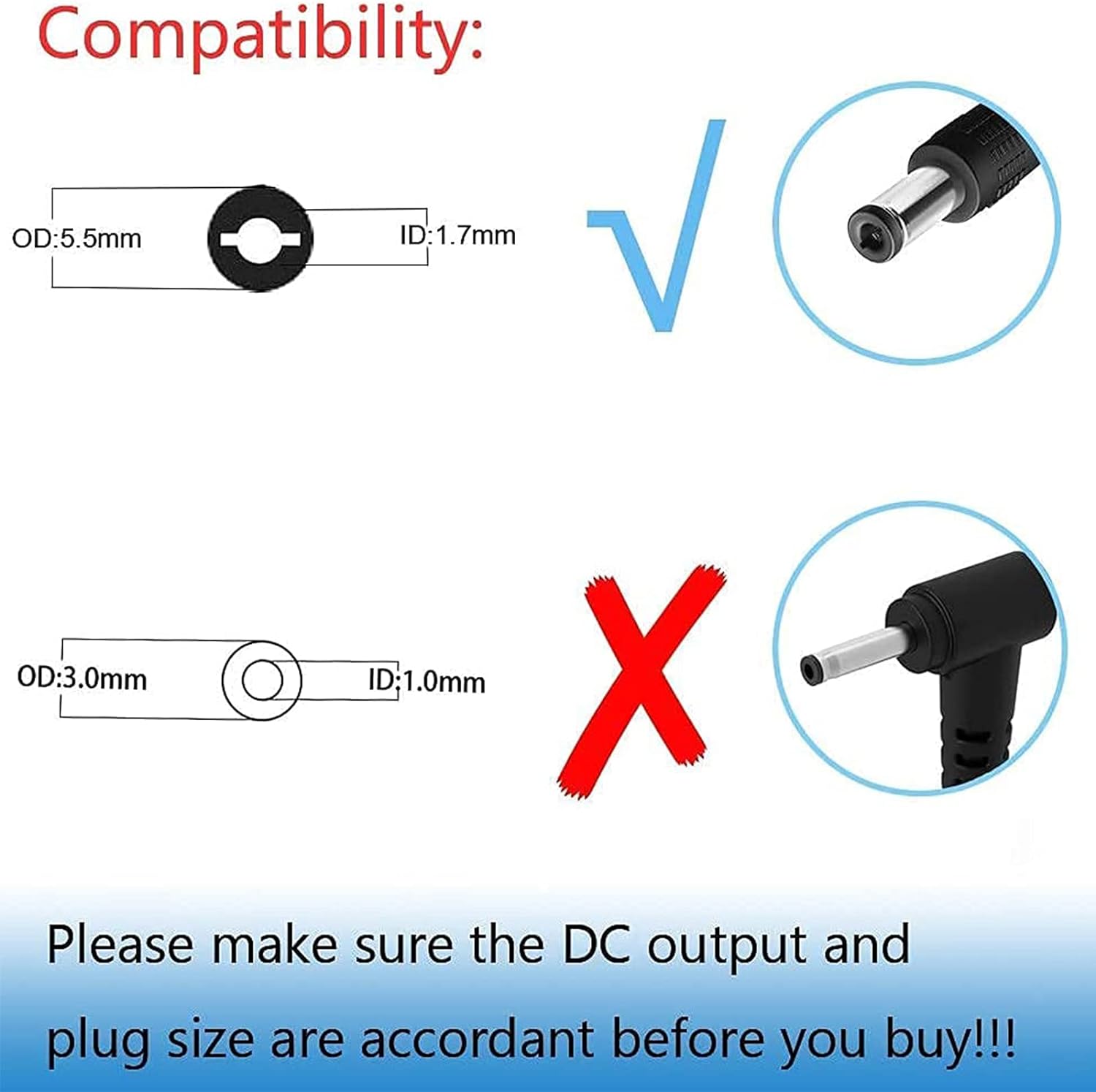 19V Power Cord for Acer Monitor R240HY SB220Q SA230 S231HL S232HL H236HL S202HL S230HL S240HL S220HQL S271HL S241HL G246HL G276HL G226HQL G236HL H226HQL H276HL HN274H Power Supply AC Adapter 65W
