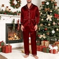 thumbnail image 7 of YWMJI Matching Family Satin Pajama Sets Men's Satin Silk Pajamas Set Long Sleeve Loungewear Sleepwear Button Down Silky Loungewear Classic Sleepwear Notch Collar Lounge Sets with Pockets Wine Red Xl, 7 of 7