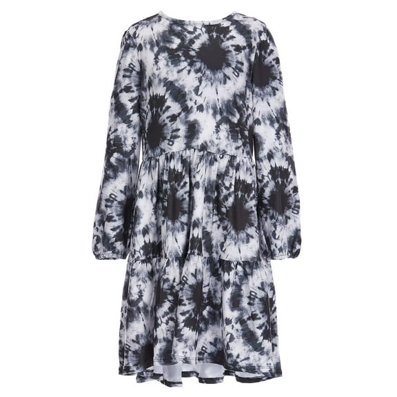 Blush By Us Angels Big Girls 7-16 Long Sleeve Tie Dye Tiered Knit Dress - Size 10, Black