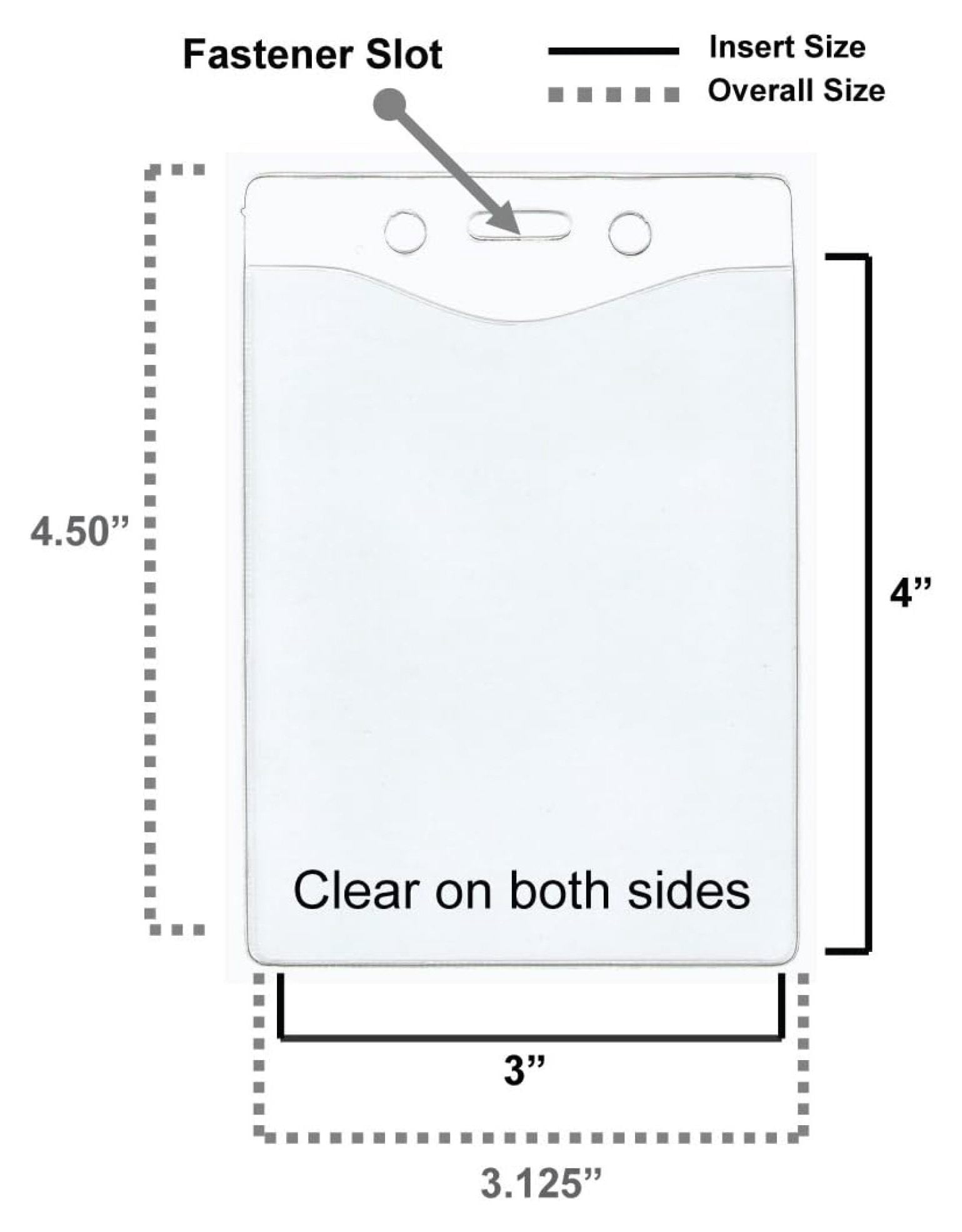 100pcs - 4" X 3" Vertical Clear Vinyl ID Badge Holder Plastic Sleeve Name Badges to Hold ID Badges/Cards