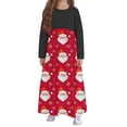 thumbnail image 3 of EGNMCR Robe à Manches Longues et Col Rond pour Filles, Robe de Noël Imprimée à Manches Longues et Col Rond avec Poches, Jupe Longue Décontractée pour Adultes, Robe en polyester pour Filles, 3 of 5