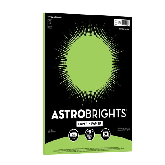 Astrobrights Colored Paper, 8.5" x 11", 24 lb./89 gsm, Martian Green, 50 Sheets