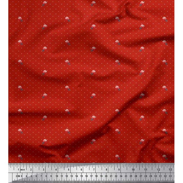 Soimoi Tissu en Viscose Chiffon à Pois et Insectes au Mètre 42 Pouces de Large