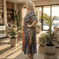 thumbnail image 2 of Oussum Women's Plus Size Animal Print Maxi Kaftan Dress, Loose V-Neck Beach Cover Up Resort Lounge Caftan, Multicolor, 2 of 4