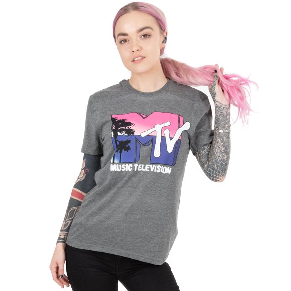 MTV Logo Womens Grey Short Sleeved T-Shirt | M | Made by Vanilla Underground