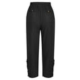 thumbnail image 4 of Women Casual Lightweight Drawstring Elastic Waist Cropped Pants with Pockets Black 2XL, 4 of 6