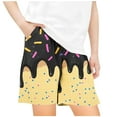 thumbnail image 2 of Girls Clothes under $5.00 Elastic Waistband Pocket Ice Cream Cake Print Summer Casual Pants Loose Sports Shorts 5-14Y Black 7-8Years, 2 of 4