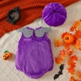 thumbnail image 4 of Gaexia Halloween Baby Outfit, Sleeveless Cartoon Bodysuit for Boy Girl, Romper with Hat Set,A03-Purple,12-18 Months, 4 of 7