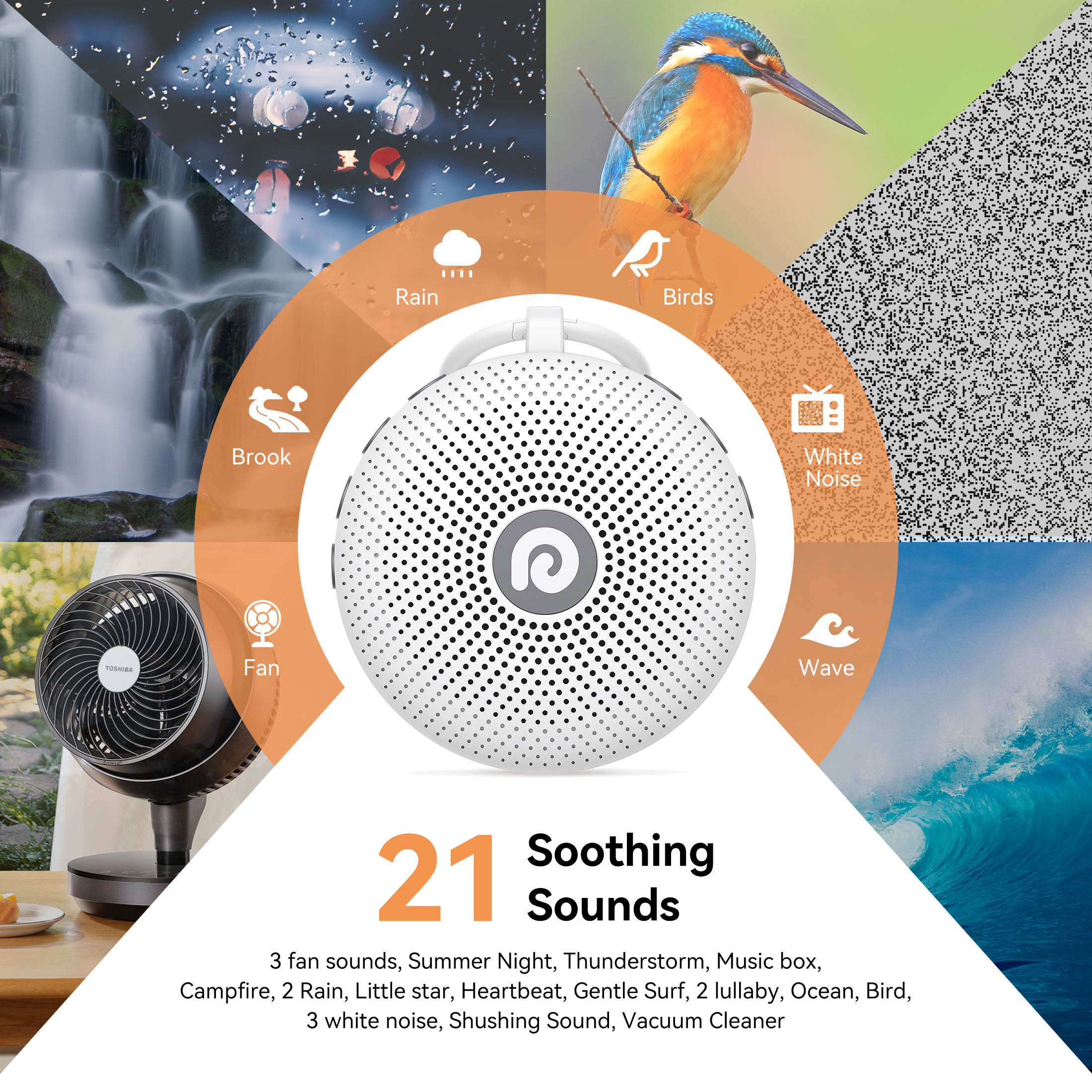 Dreamegg White Noise Sound Machine, Portable photo 7