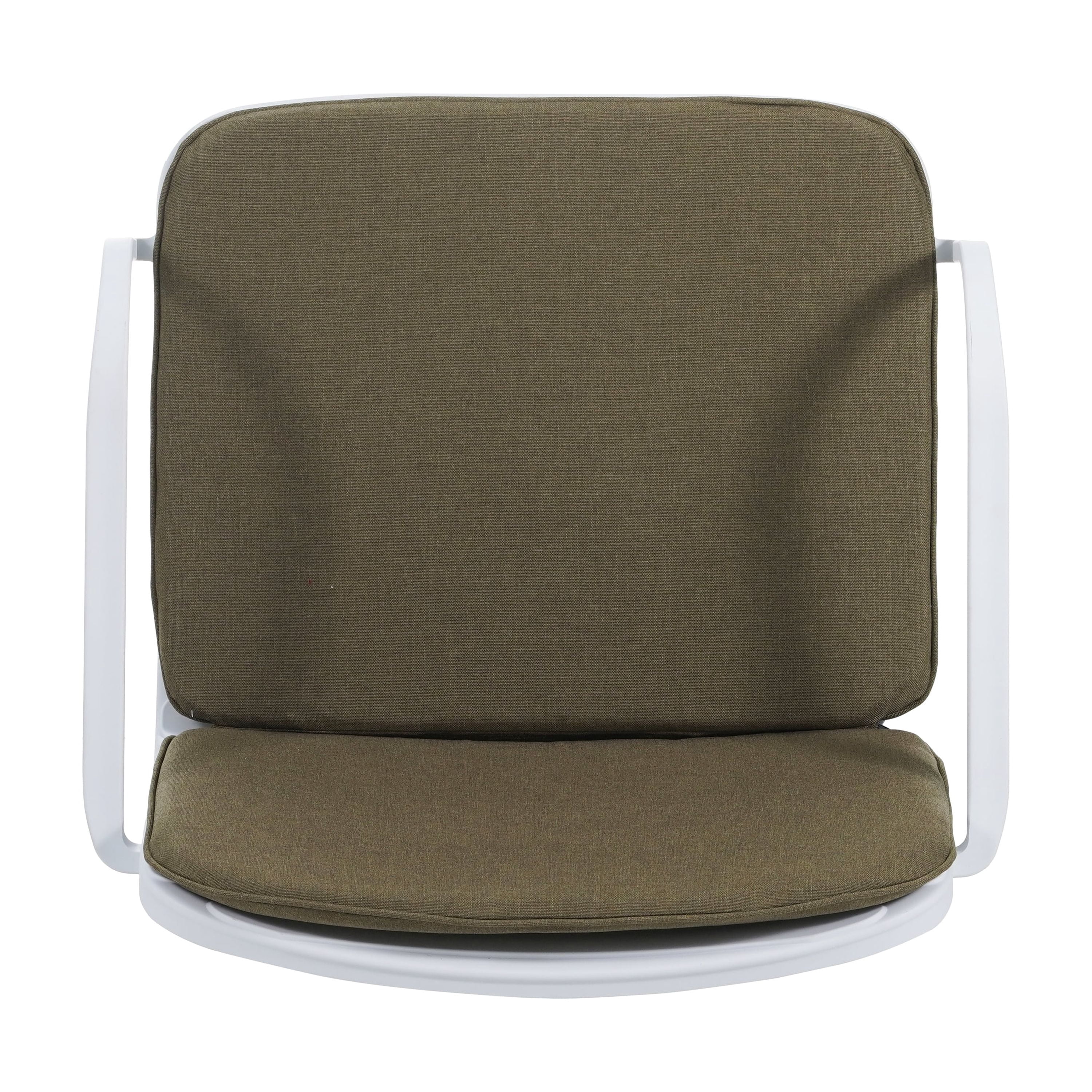 Patio Chair Set, Outdoor Club Chairs with All-Weather PP Frame and Fade-Resistant Cushion, Ergonomic Design for Patio and Balcony, Set of 2 Chairs, White Frame with Green Cushion
