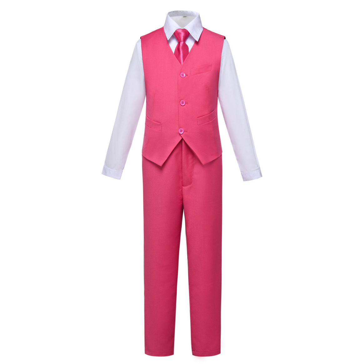 thumbnail image 2 of Wehilion Boys Suit 4PC Baby Suits Wedding Party Vest Suit Set Little Gentleman Waistcoat Prom Tuxedo Dress suit Outerwear Party Vest+Shirt+Tie+Pants Outfits Clothes Set for Kids Pink 6, 2 of 5