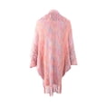 thumbnail image 4 of Odeerbi Shawl Wraps for Women 2025 Fall Winter Poncho Open Front Cape Cardigan Trendy Hollow Out Stripe Tassel Cloak Tops Pink, 4 of 4