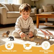 14 Piece Safari Zoo Animal Toys, Realistic Jungle Wild Plastic Figurines Educational Playset for Toddlers