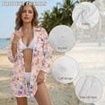 thumbnail image 6 of Xoenoiee Pink Rabbit Bunny Egg Flower Print Womens Swimsuit Coverups Easter Button Down Swimwear Shirts Lapel Collar Bathing Suit V Neck Bikini Cover Ups Beach Outfits, Size 2XL, 6 of 7