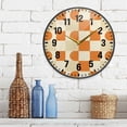 thumbnail image 3 of Yayeee Wall Clock Battery Operated 11.9" Silent Quartz Non-Ticking for Living Room Decor, Orange Checkered Pattern, 3 of 8