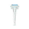 thumbnail image 3 of ANGARA Natural Emerald-Cut 1.35 ct Aquamarine Split Shank Halo Ring in 14K White Gold for Women (Size-8x6mm) | March Birthstone, Anniversary, Jewelry Gift for Women | Natural Aquamarine Ring, 3 of 9