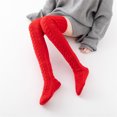 thumbnail image 4 of 1 Paire de Bas Tricotés Couleur Unie Chaussettes Hautes Femmes Jambières Accessoires Chaussures Mignon Automne Halloween Bas Rouges, 4 of 9