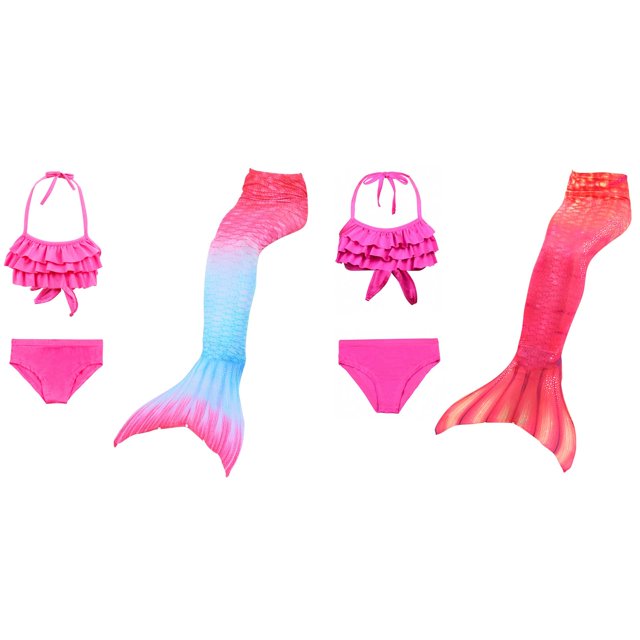 (2-Pack) Rinsvye Girls Bikini Three Piece Set With Top And Tail Skirt For Beach Vacation