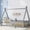 Grey, variant on Mirightone Wood Full Size Floor Bed with Rails and Removable Roof, Teepee Bed Montessori Bed with LED Light and Slats - White