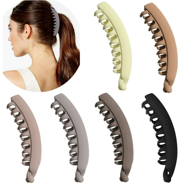 6 Piezas Pinzas para el Cabello de Plátano Clip de Plátano Grande de 5 Pulgadas para Cabello Fino y Grueso Pinzas de Garra de Plátano Antideslizantes para Mujeres