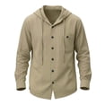 thumbnail image 4 of Dagugfen Cotton Button down Shirts for Men Hoodie Long Sleeve Lightweight Vacation Beach Breathable Shirts, 4 of 4