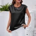 thumbnail image 3 of JoveMarine Women's Satin Tank Top Round Neck Loose Fit Blouse Business Casual Summer Top for Office and Daily Wear Black L, 3 of 6