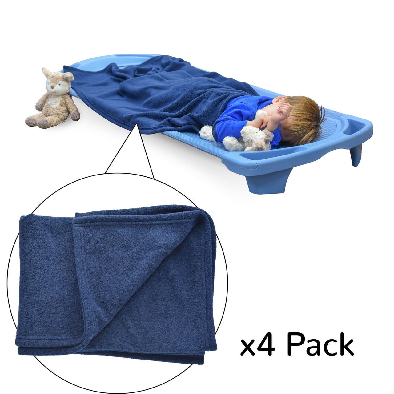 Angels Rest® Microfleece Blanket – Soft, Machine-Washable Toddler Cot Blankets in Blue - 4 pack | Children’s Factory