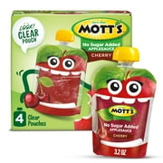 Mott's No Sugar Added Cherry Applesauce, 3.2 oz, 24 Count Clear Pouches (6 Packs of 4)