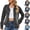 Dark Blue, variant on Jean Jacket for Women Plus Size Jean Jacket for Women Clearance Women Spring and Warm Solid Long Sleeve Denim Jacket Outerwear