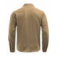 thumbnail image 5 of Men's Cotton Linen Button Up Shirt with Pockets Long Sleeve Tops Lapel Collar Solid Color Business Casual Blouses (3XL, Brown), 5 of 7