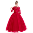 thumbnail image 7 of IDOPIP Flower Girls Long Lace Bridesmaid Dress 3/4 Sleeves Floor Length Wedding Party Princess Dress, 7 of 7