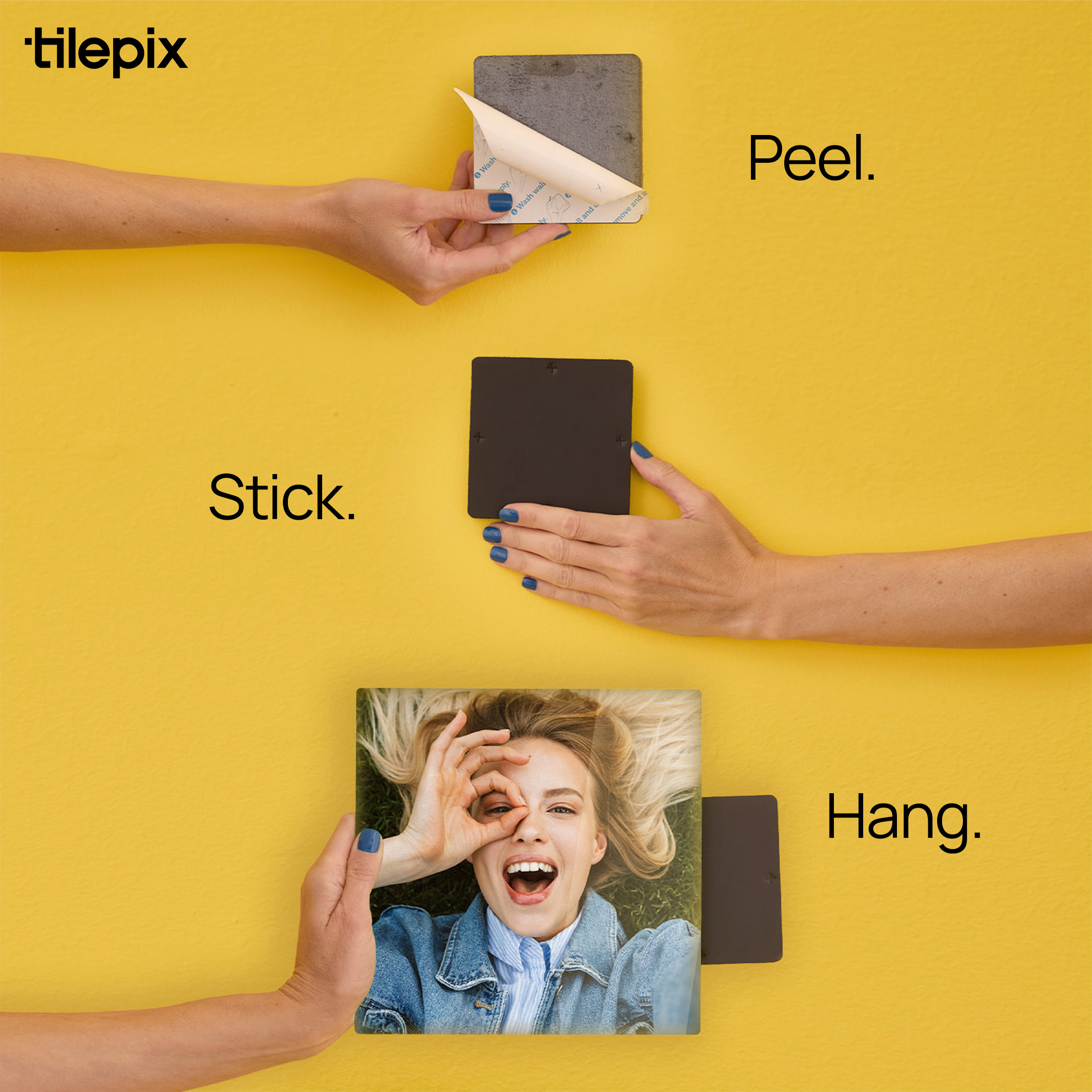 TilePix Glass Premium 8 x 8 Glass Picture Tile - Customizable Magnetic Photo Tile Picture Frame, Nail-Free Hanging Photo Frame