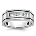 thumbnail image 1 of Diamond2Deal 14K White Gold with Black Rhod Men's Square 5-Stone 1/2 Ct Diamond Ring Size 10, 1 of 6